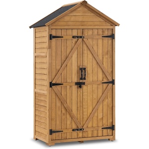 image:imageMCombo Outdoor Storage Cabinet with 2 Shelves Outside Storage Shed with Floor Wooden Garden Tool Shed with Latch for Yard Deck Lawn 1000Natural