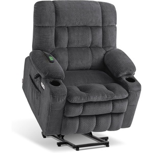 image:imageMCombo Oversized Power Lift Recliner Chair for Elderly Dual Motor Lift Chair with Heat and Massage Lay Flat Lift Chair for Big and Tall Cup Holders Fabric R7891 Dark Gray LargeWideDark Gray