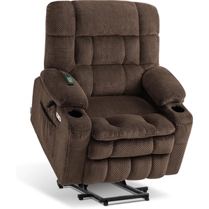 image:imageMCombo Oversized Power Lift Recliner Chair for Elderly Dual Motor Lift Chair with Heat and Massage Lay Flat Lift Chair for Big and Tall Cup Holders Fabric R7891 Dark Gray LargeWideCoffee