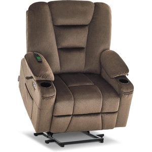image:imageMCombo Oversized Power Lift Recliner Chair with Massage and Heat for Big and Tall Elderly People Cup Holders USB Ports Side Pockets Fabric R7541 Grey LargeOversizeBrown