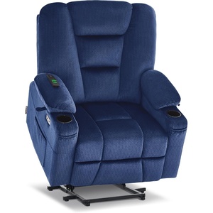 image:imageMCombo Oversized Power Lift Recliner Chair with Massage and Heat for Big and Tall Elderly People Cup Holders USB Ports Side Pockets Fabric R7541 Grey LargeOversizeNavy Blue
