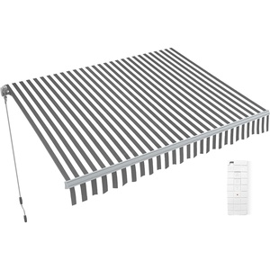 image:imageMCombo Patio Awning 10x8 Feet Sunshade Canopy for Motorized Retractable Awnings 4693GreyGrey with White Stripes