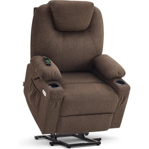 image:imageMCombo Power Lift Recliner Chair for Elderly Lift Chair with Heat and Massage FSC Certified USBampType C Ports Cup Holders Fabric 7040 MediumBrownCoffee