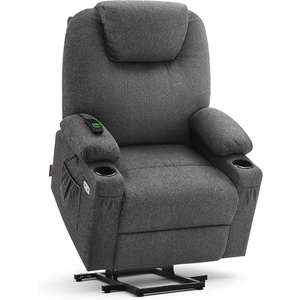 image:imageMCombo Power Lift Recliner Chair for Elderly Lift Chair with Heat and Massage FSC Certified USBampType C Ports Cup Holders Fabric 7040 MediumBrownGrey