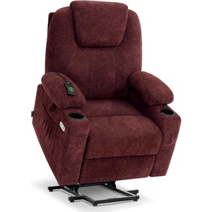 image:imageMCombo Power Lift Recliner Chair for Elderly Lift Chair with Heat and Massage FSC Certified USBampType C Ports Cup Holders Fabric 7040 MediumBrownSangria