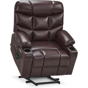 image:imageMCombo Power Lift Recliner Chair for Elderly for Mom Electric Lift Chair with Extended Footrest USB Ports Cup Holders Faux Leather 7287 Dark Grey MediumDark Brown