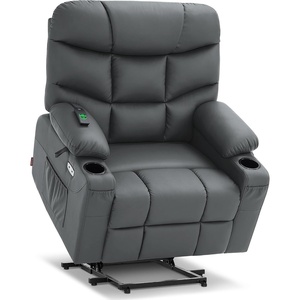 image:imageMCombo Power Lift Recliner Chair for Elderly for Mom Electric Lift Chair with Extended Footrest USB Ports Cup Holders Faux Leather 7287 Dark Grey MediumDark Grey
