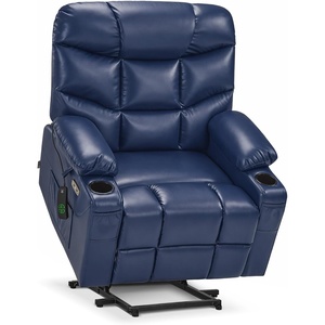image:imageMCombo Power Lift Recliner Chair for Elderly for Mom Electric Lift Chair with Extended Footrest USB Ports Cup Holders Faux Leather 7287 Dark Grey MediumNavy Blue