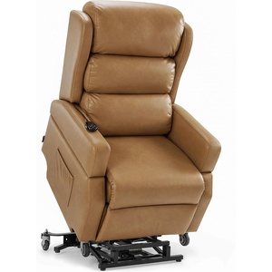 image:imageMCombo Power Lift Recliner Chair with Wheels for Elderly 7118 Dark Brown  5 Vertical Lift EasyRoll Wheels for Mobility Removable Armrests Easy Side Transfers Breathable Faux LeatherTawny