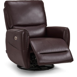 image:imageMCombo Power Swivel Rocker Recliner with Lumbar Support Faux Leather Electric Nursery Glider Recliner Chair for Adults 6922 Cream WhiteDark Brown