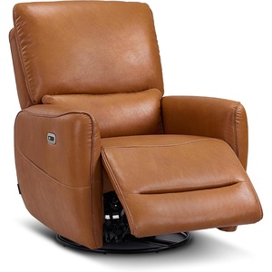image:imageMCombo Power Swivel Rocker Recliner with Lumbar Support Faux Leather Electric Nursery Glider Recliner Chair for Adults 6922 Cream WhiteOrange