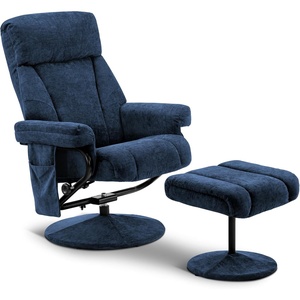 image:imageMCombo Swivel Recliner with Ottoman TV Chair with Vibration Massage Ideal for RV Small Space Living Room amp Bedroom 4539 4828 Textile Dark GreyBlue