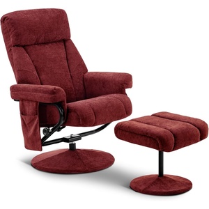image:imageMCombo Swivel Recliner with Ottoman TV Chair with Vibration Massage Ideal for RV Small Space Living Room amp Bedroom 4539 4828 Textile Dark GreyBurgundy