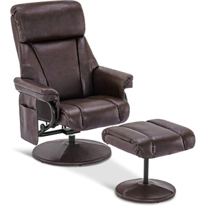 image:imageMCombo Swivel Recliner with Ottoman TV Chair with Vibration Massage Ideal for RV Small Space Living Room amp Bedroom 4539 4828 Textile Dark GreyDark Brown