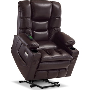 image:imageMCombo Triple Motor Power Lift Recliner Chair with Massage and Dual Heating Adjustable Headrest for Elderly People Faux Leather 7632 Blue MediumDark Brown