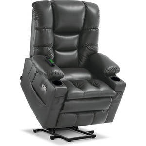 image:imageMCombo Triple Motor Power Lift Recliner Chair with Massage and Dual Heating Adjustable Headrest for Elderly People Faux Leather 7632 Blue MediumDark Grey