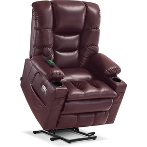image:imageMCombo Triple Motor Power Lift Recliner Chair with Massage and Dual Heating Adjustable Headrest for Elderly People Faux Leather 7632 Blue MediumWine