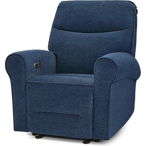 image:imageMCombo Wall Hugger Power Recliner Chair for Small Spaces Living Room RV USB amp TypeC Charging Ports Extra Wide 24 Seat Rolled Arm Electric Reclining Chair PetFriendly Fabric PR630 Dark BrownNavy Blue