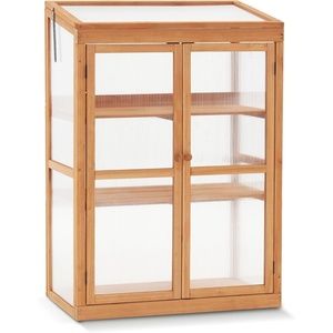 image:imageMCombo Wooden Cold Frame Greenhouse Raised Flower Planter Shelf Protection for Outdoor Indoor Use 0760 Dark GreyOrange