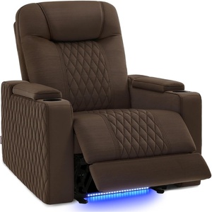 image:imageMCombo Zero Gravity Oversized Power Recliner Chair for Adults with Power Headrest amp LED Light Fabric Recliner Chair for Living Room amp Home Theater USB amp Type C Port Armrest Storage HTS401Brown