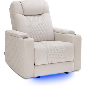 image:imageMCombo Zero Gravity Oversized Power Recliner Chair for Adults with Power Headrest amp LED Light Fabric Recliner Chair for Living Room amp Home Theater USB amp Type C Port Armrest Storage HTS401Beige