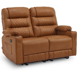 image:imageMCombo Zero Gravity Power Loveseat Recliner with Console Heat and Vibration Massage Reclining Loveseat Sofa with USB Ports Cup Holders for Living Room Faux Leather PR622Sets Navy BlueSaddle