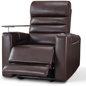 image:imageMCombo Zero Gravity Power Recliner Chair with Adjustable Headrest for Living Room Home Theater Seating Recliner with 360 Swivel Tray Table USB amp TypeC Ports LED Lighting Armrest Storage HTS555Brown