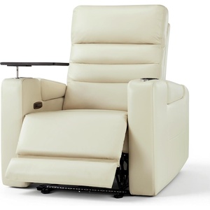 image:imageMCombo Zero Gravity Power Recliner Chair with Adjustable Headrest for Living Room Home Theater Seating Recliner with 360 Swivel Tray Table USB amp TypeC Ports LED Lighting Armrest Storage HTS555Beige