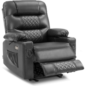 image:imageMCombo Zero Gravity Power Recliner Chair with Heat and Vibration Massage Reclining Chair with USB Ports Cup Holders for Living Room Faux Leather PR621 Dark BrownDark Grey
