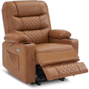 image:imageMCombo Zero Gravity Power Recliner Chair with Heat and Vibration Massage Reclining Chair with USB Ports Cup Holders for Living Room Faux Leather PR621 Dark BrownSaddle