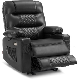 image:imageMCombo Zero Gravity Power Recliner Chair with Heat and Vibration Massage Reclining Chair with USB Ports Cup Holders for Living Room Faux Leather PR621 Dark BrownBlack