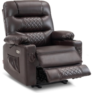 image:imageMCombo Zero Gravity Power Recliner Chair with Heat and Vibration Massage Reclining Chair with USB Ports Cup Holders for Living Room Faux Leather PR621 Dark BrownDark Brown