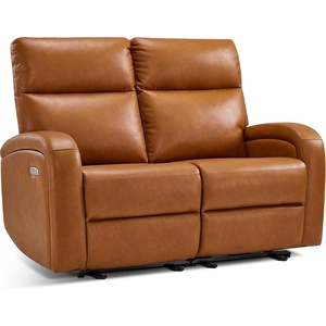 image:imageMCombo Zero Wall Recliner Loveseat 2Seat Power Wall Hugger Sofa with USB amp TypeC Charge Ports for Small Space Living Room RV Faux Leather PR646 Dark Grey LoveseatCognac Brown