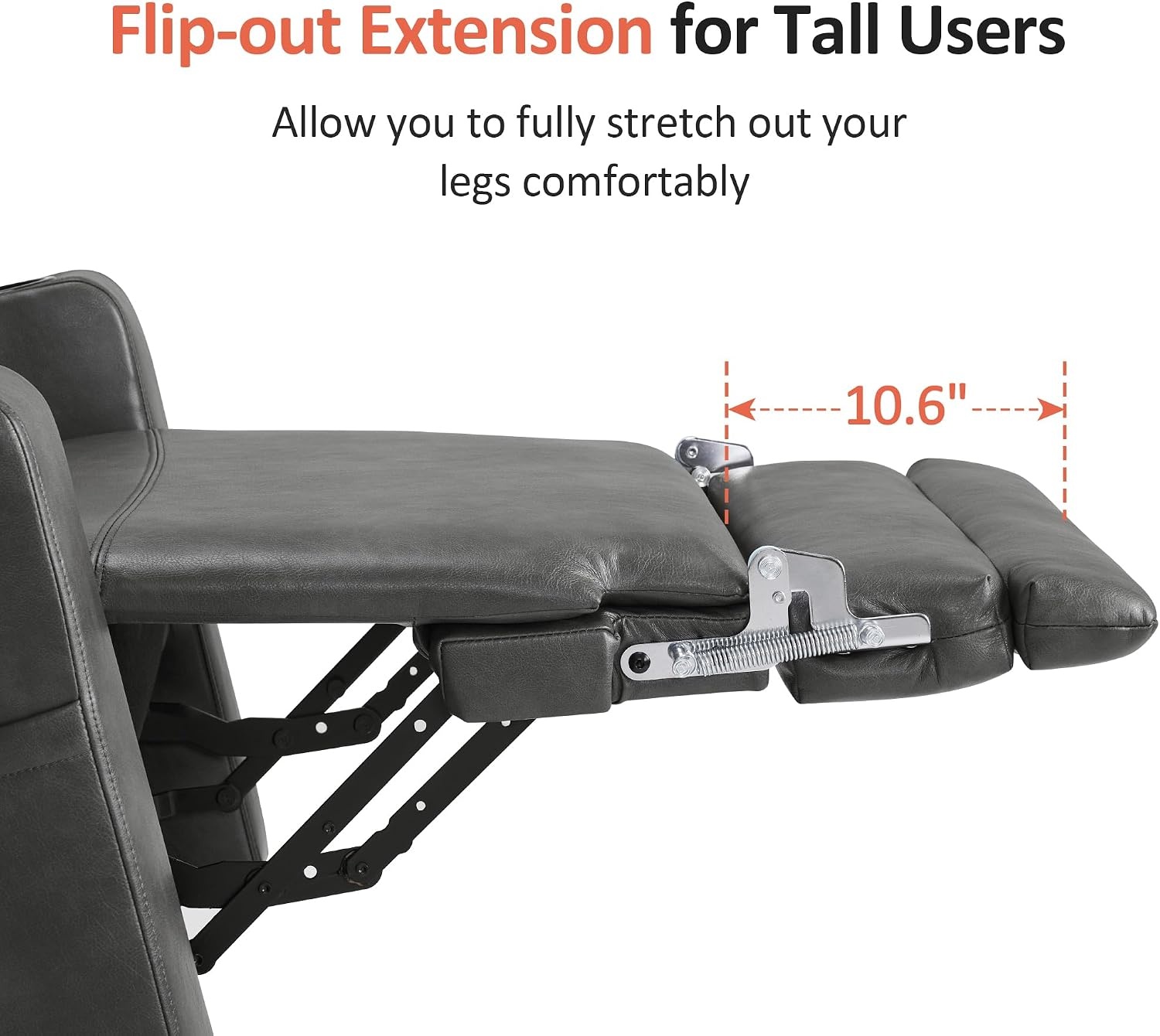 image:imageMCombo Lift Chair for Tall Man 66 Dual Motor Power Lift Recliner Chair for Elderly Lay Flat for Sleeping Heat and Massage USB amp Type C Faux Leather 7755 GreyGrey