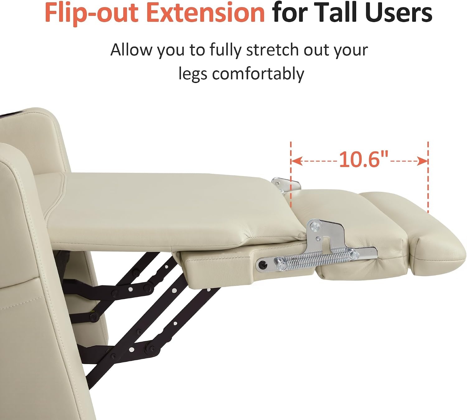 image:imageMCombo Lift Chair for Tall Man 66 Dual Motor Power Lift Recliner Chair for Elderly Lay Flat for Sleeping Heat and Massage USB amp Type C Faux Leather 7755 GreyCream White