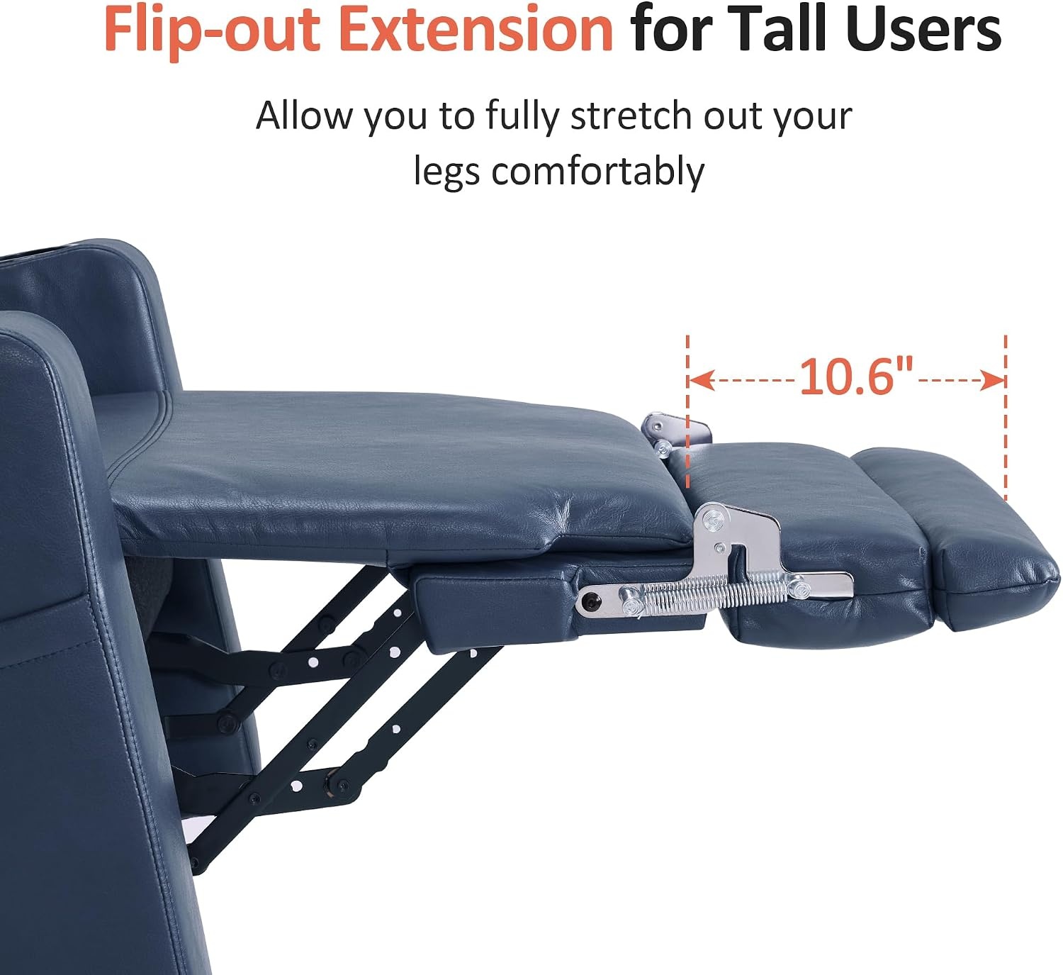 image:imageMCombo Lift Chair for Tall Man 66 Dual Motor Power Lift Recliner Chair for Elderly Lay Flat for Sleeping Heat and Massage USB amp Type C Faux Leather 7755 BlueBlue