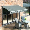 image:imageMCombo 115x95 Feet Manual Retractable Patio Door Window Awning Sunshade Shelter Outdoor Canopy 1210 Green 115L x 95WGreen with White Stripes