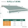 image:imageMCombo 115x95 Feet Manual Retractable Patio Door Window Awning Sunshade Shelter Outdoor Canopy 1210 Green 115L x 95WGreen with White Stripes