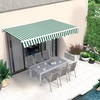 image:imageMCombo 115x95 Feet Manual Retractable Patio Door Window Awning Sunshade Shelter Outdoor Canopy 1210 Green 115L x 95WGreen with White Stripes