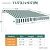 image:imageMCombo 115x95 Feet Manual Retractable Patio Door Window Awning Sunshade Shelter Outdoor Canopy 1210 Green 115L x 95WGreen with White Stripes