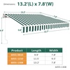 image:imageMCombo 115x95 Feet Manual Retractable Patio Door Window Awning Sunshade Shelter Outdoor Canopy 1210 Green 115L x 95WGreen with White Stripes