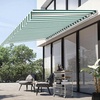 image:imageMCombo 115x95 Feet Manual Retractable Patio Door Window Awning Sunshade Shelter Outdoor Canopy 1210 Green 115L x 95WGreen with White Stripes