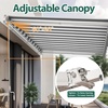 image:imageMCombo 115x95 Feet Manual Retractable Patio Door Window Awning Sunshade Shelter Outdoor Canopy 1210 Green 115L x 95WGrey with White Stripes