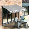 image:imageMCombo 115x95 Feet Manual Retractable Patio Door Window Awning Sunshade Shelter Outdoor Canopy 1210 Green 115L x 95WGrey with White Stripes