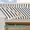 image:imageMCombo 115x95 Feet Manual Retractable Patio Door Window Awning Sunshade Shelter Outdoor Canopy 1210 Green 115L x 95WGrey with White Stripes