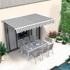image:imageMCombo 115x95 Feet Manual Retractable Patio Door Window Awning Sunshade Shelter Outdoor Canopy 1210 Green 115L x 95WGrey with White Stripes
