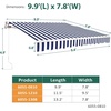 image:imageMCombo 115x95 Feet Manual Retractable Patio Door Window Awning Sunshade Shelter Outdoor Canopy 1210 Green 115L x 95WOcean Blue with White Stripes