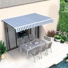 image:imageMCombo 115x95 Feet Manual Retractable Patio Door Window Awning Sunshade Shelter Outdoor Canopy 1210 Green 115L x 95WOcean Blue with White Stripes
