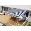 image:imageMCombo 115x95 Feet Manual Retractable Patio Door Window Awning Sunshade Shelter Outdoor Canopy 1210 Green 115L x 95WOcean Blue with White Stripes