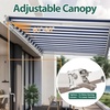 image:imageMCombo 115x95 Feet Manual Retractable Patio Door Window Awning Sunshade Shelter Outdoor Canopy 1210 Green 115L x 95WOcean Blue with White Stripes